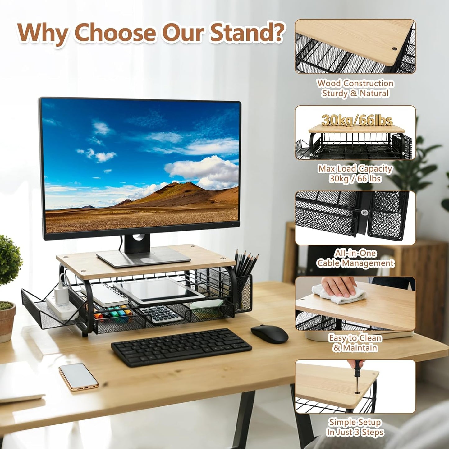 Desk Organizers and Accessories Monitor Riser